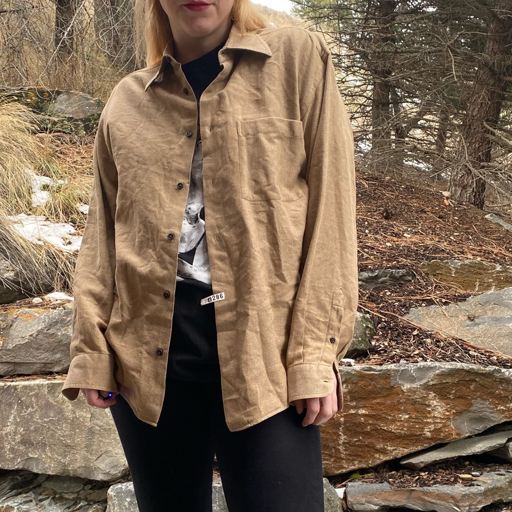 Harry Rosen tan button up - Picture 2 of 7